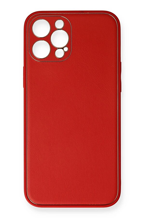 İphone 12 Pro Max Kılıf Coco Deri̇ Si̇li̇kon Kapak - Kırmızı - Dropx5896-4160