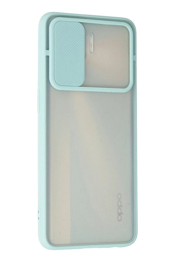 Oppo Reno 4 Li̇te Kılıf Palm Buzlu Kamera Sürgülü Si̇li̇kon - Turkuaz - Dropx2413-7358
