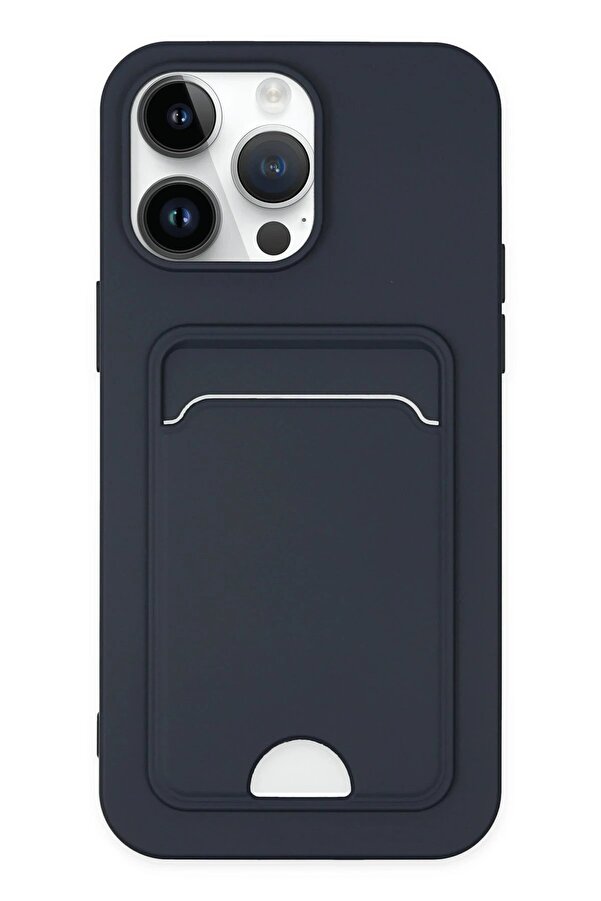 İphone 14 Pro Kılıf Kelvi̇n Kartvi̇zi̇tli̇ Si̇li̇kon - Laci̇vert - Dropx7543-2646