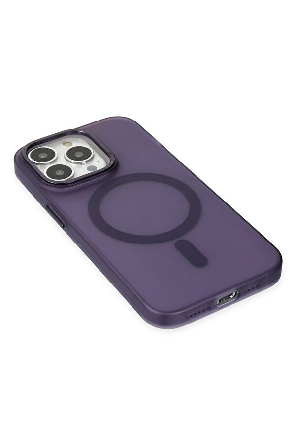 İphone 15 Pro Kılıf Lodos Magneti̇csafe Mat Kapak - Mor - Dropx5481-3660