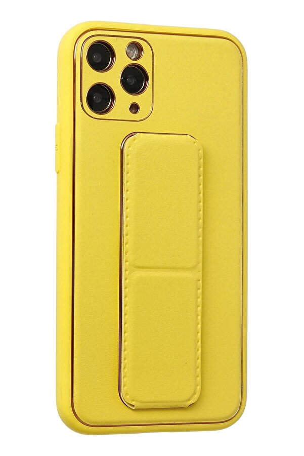 İphone 11 Pro Kılıf Coco Deri̇ Standlı Kapak - Sarı - Dropx3977-5328
