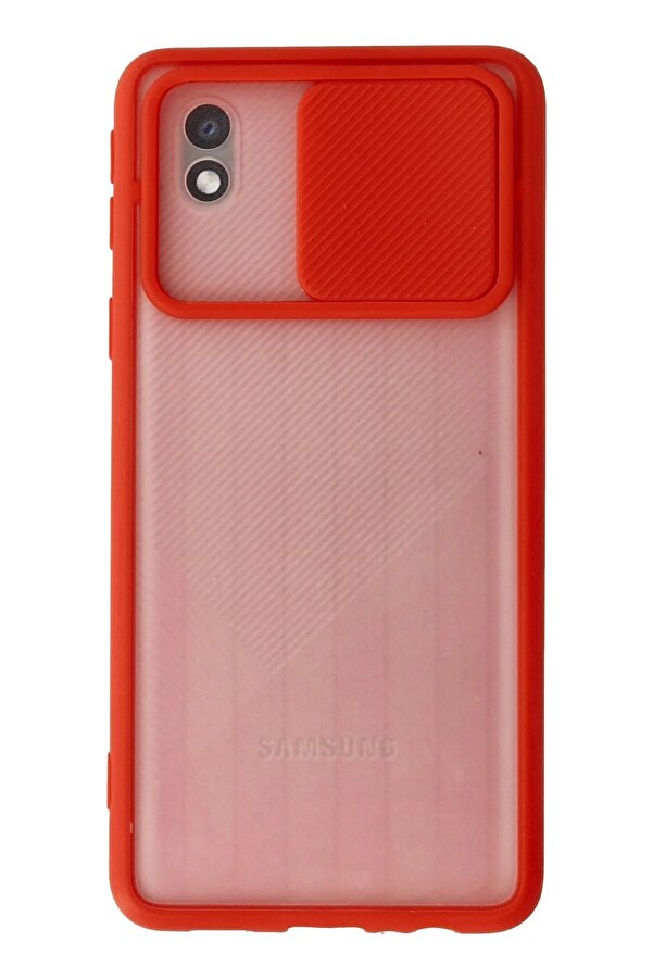 Samsung Galaxy A01 Core Kılıf Palm Buzlu Kamera Sürgülü Si̇li̇kon - Kırmız - Dropx8056-5393