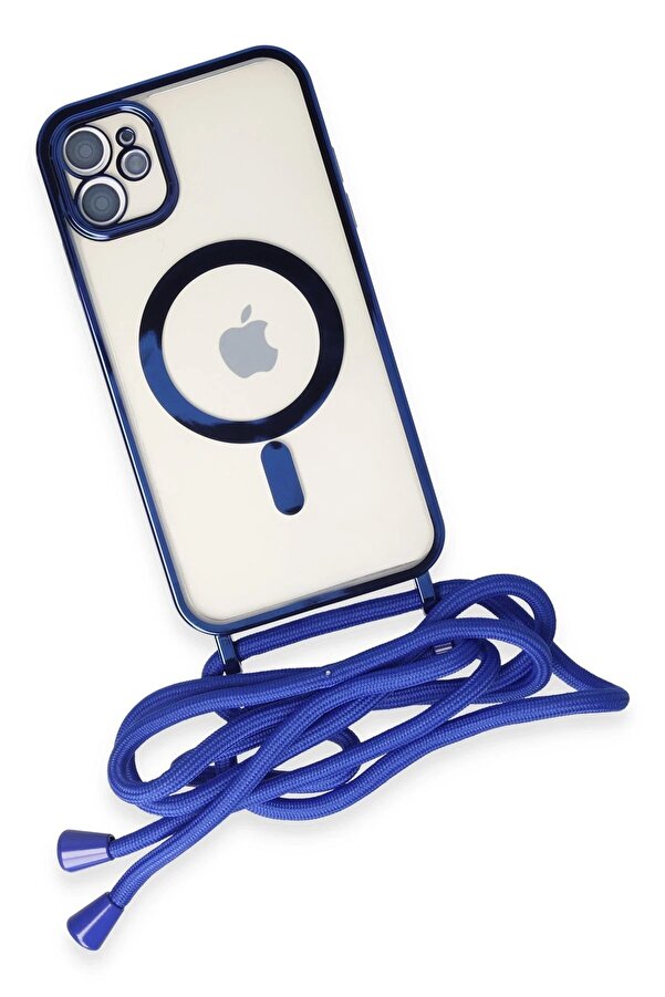 İphone 12 Kılıf Di̇vo Lazer Askılı Magsafe Kapak - Mavi̇ - Dropx5421-7310