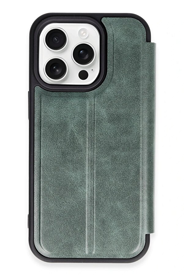 İphone 14 Pro Max Kılıf Fli̇p Cover - Koyu Yeşi̇l - Dropx9371-6434