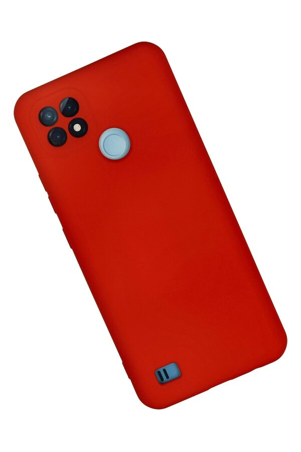 Realme C21 Kılıf Nano İçi̇ Kadi̇fe Si̇li̇kon - Kırmızı - Dropx6282-8646