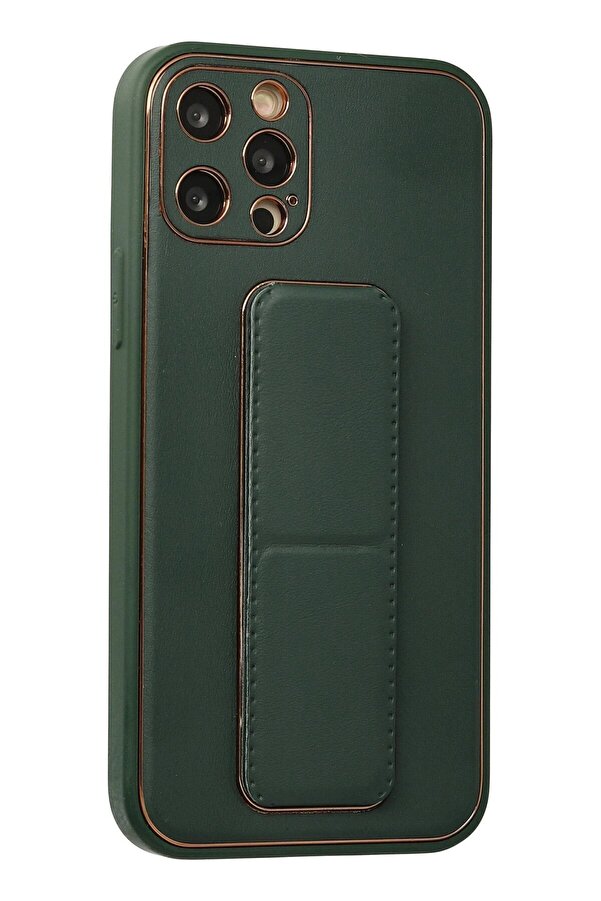 İphone 12 Pro Kılıf Coco Deri̇ Standlı Kapak - Yeşi̇l - Dropx7509-5144