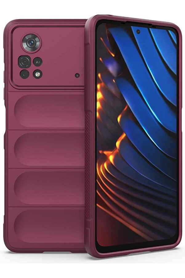 Xi̇aomi̇ Poco X4 Pro 5G Kılıf Opti̇mum Si̇li̇kon - Bordo - Dropx6233-5818