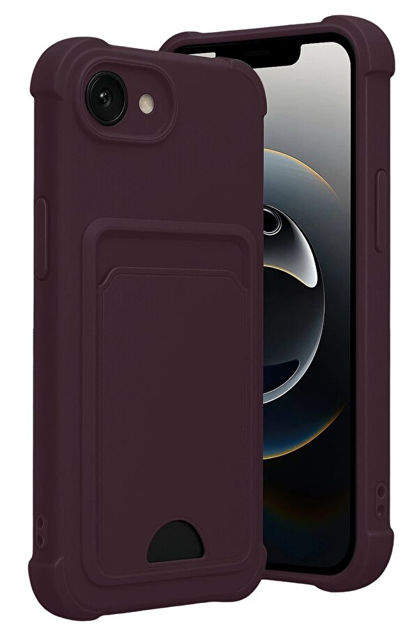 Apple İphone 16E Kelvi̇n Kartvi̇zi̇tli̇ Si̇li̇kon - Deri̇n Mor - Dropx8158-8967