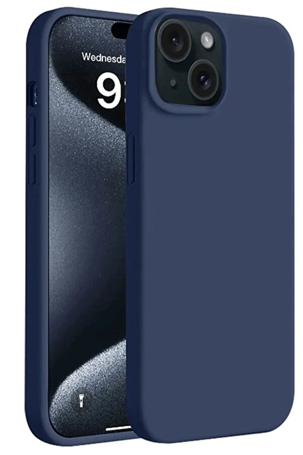 CepteToptan iPhone 15 Plus Kılıf First Silikon - Lacivert - DROPX8443-2024