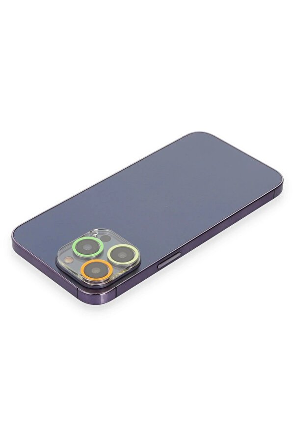 İphone 12 Pro Renkli̇ Kamera Lens Koruma Cam - Sarı-Turuncu - Dropx8243-4958