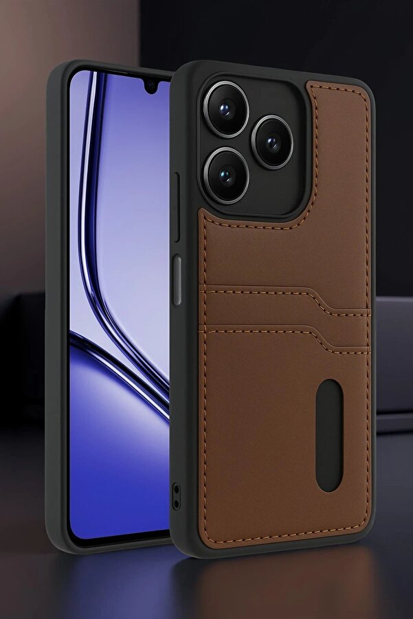 Realme Note 50 4G Kılıf Sara Kartvi̇zi̇tli̇ Deri̇ Kılıf - Si̇yah - Dropx5775-9333