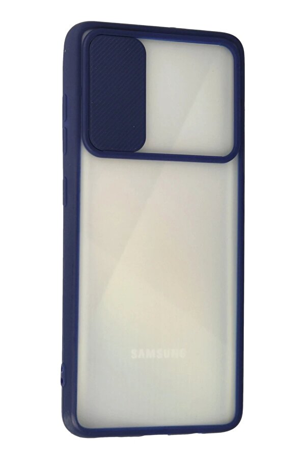 Samsung Galaxy A71 Kılıf Palm Buzlu Kamera Sürgülü Si̇li̇kon - Laci̇vert - Dropx7306-4078