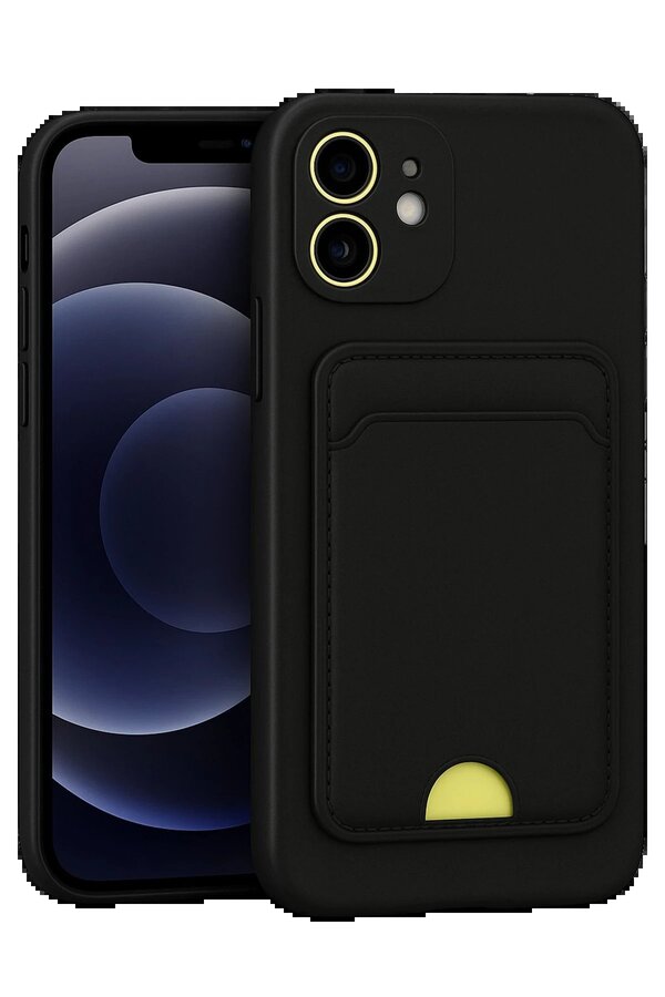 CepteToptan iPhone 11 Kılıf Kelvin Kartvizitli Silikon - Siyah - DROPX5500-9433