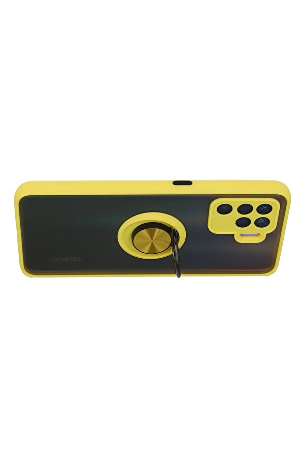 Oppo Reno 5 Li̇te Kılıf Montreal Yüzüklü Si̇li̇kon Kapak - Sarı - Dropx5039-1960