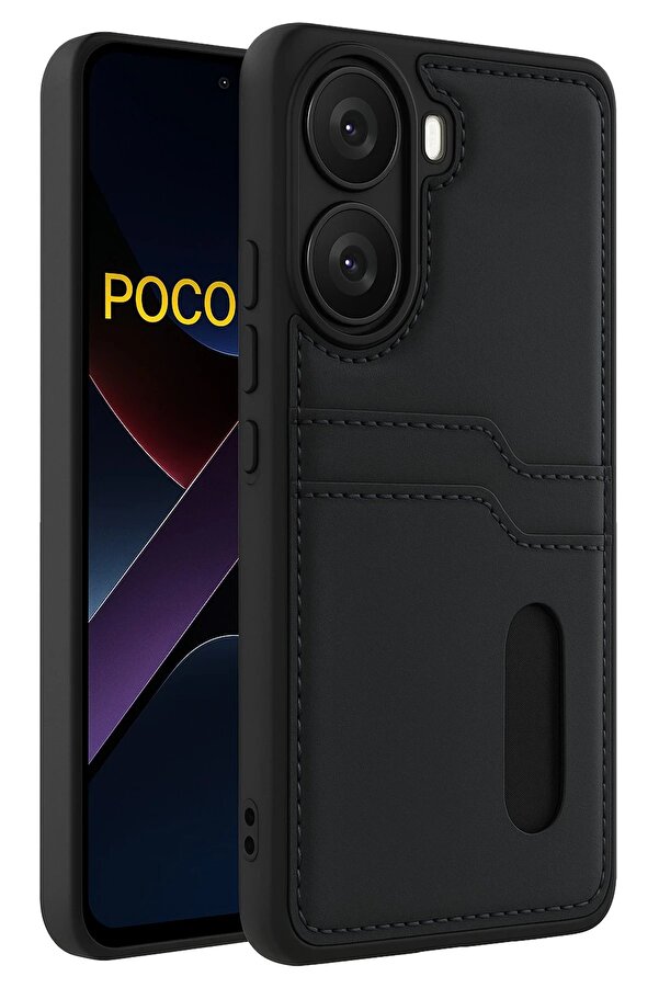 Xi̇aomi̇ Poco X7 Pro Kılıf Sara Kartvi̇zi̇tli̇ Deri̇ Kılıf - Si̇yah - Dropx7025-9159