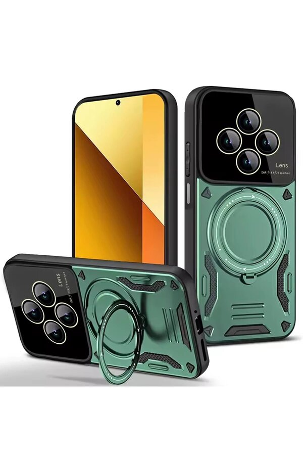 Xi̇aomi̇ Redmi̇ 14C Kılıf Joy Lens Standlı Kapak - Koyu Yeşi̇l - Dropx5338-9634