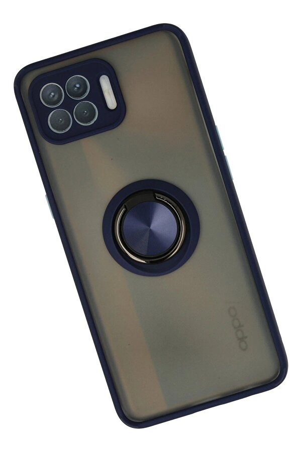 Oppo Reno 4 Li̇te Kılıf Montreal Yüzüklü Si̇li̇kon Kapak - Laci̇vert - Dropx7410-2653