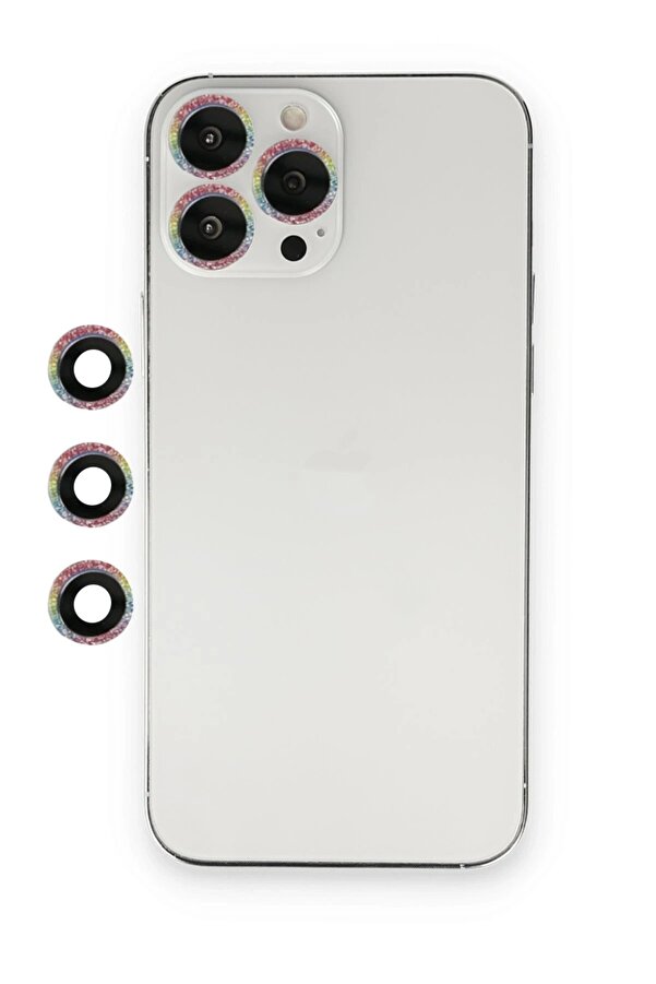 İphone 12 Pro Max Shi̇ne Kamera Lens - Rai̇nbow - Dropx6695-1229