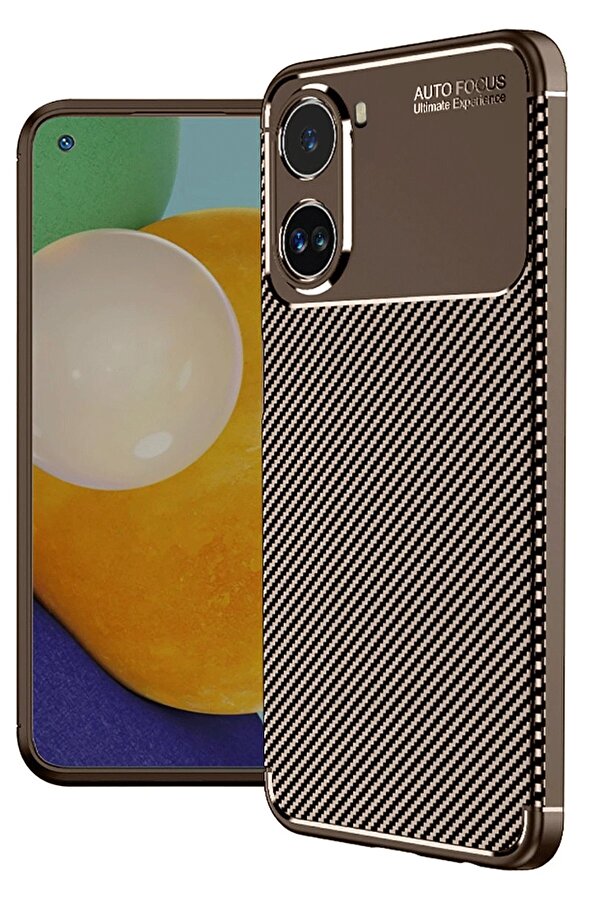Xi̇aomi̇ Poco X7 Pro Kılıf Auto Focus Karbon Kapak - Kahverengi̇ - Dropx8139-4798