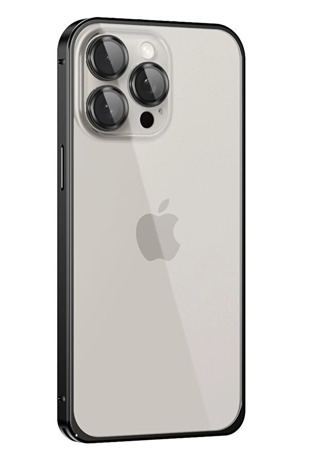 İphone 15 Pro Metal Bumper Mat Kapak - Si̇yah - Dropx9284-7290