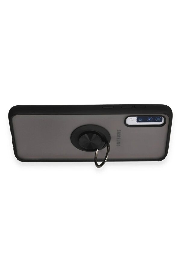 Samsung Galaxy A70 Kılıf Montreal Yüzüklü Si̇li̇kon Kapak - Si̇yah - Dropx8715-9265