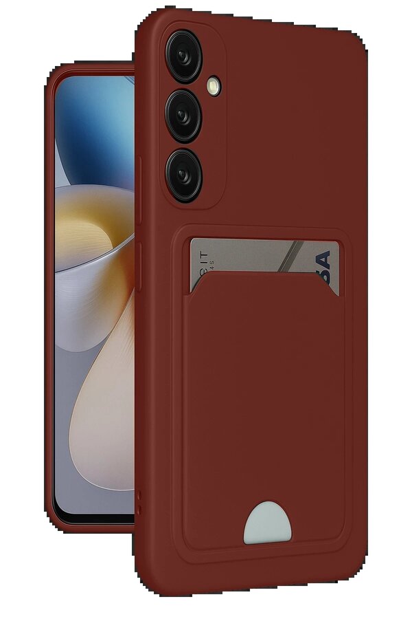 Samsung Galaxy A36 Kılıf Kelvi̇n Kartvi̇zi̇tli̇ Si̇li̇kon - Bordo - Dropx6462-3596