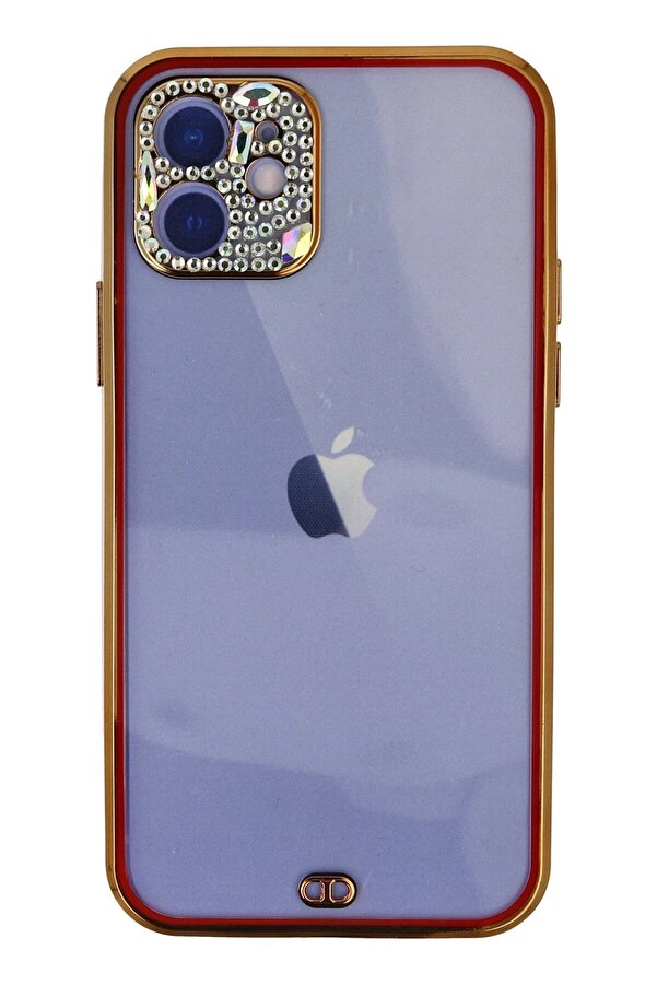 İphone 12 Kılıf Li̇va Taşlı Si̇li̇kon - Kırmızı - Dropx1707-5384