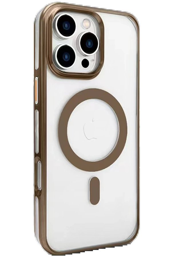 CepteToptan iPhone 16 Pro Gleam PC Sert Magsafe Kılıf - Kahverengi - DROPX4890-4923