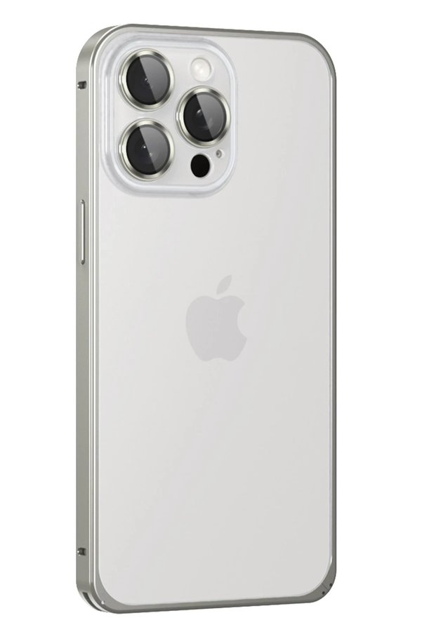 CepteToptan iPhone 15 Pro Metal Bumper Mat Kapak - Gri - DROPX6058-7081