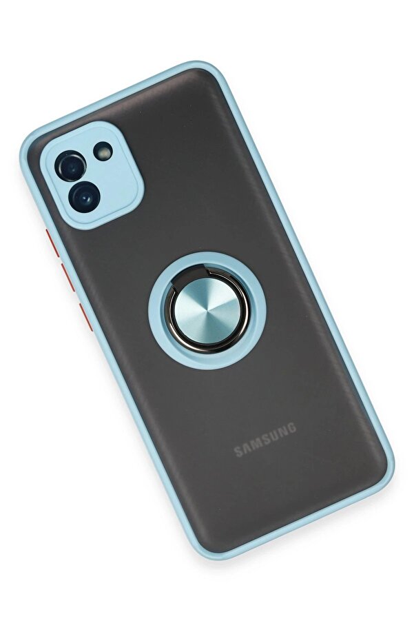 Samsung Galaxy A03 Kılıf Montreal Yüzüklü Si̇li̇kon Kapak - Buz Mavi̇ - Dropx1259-2784