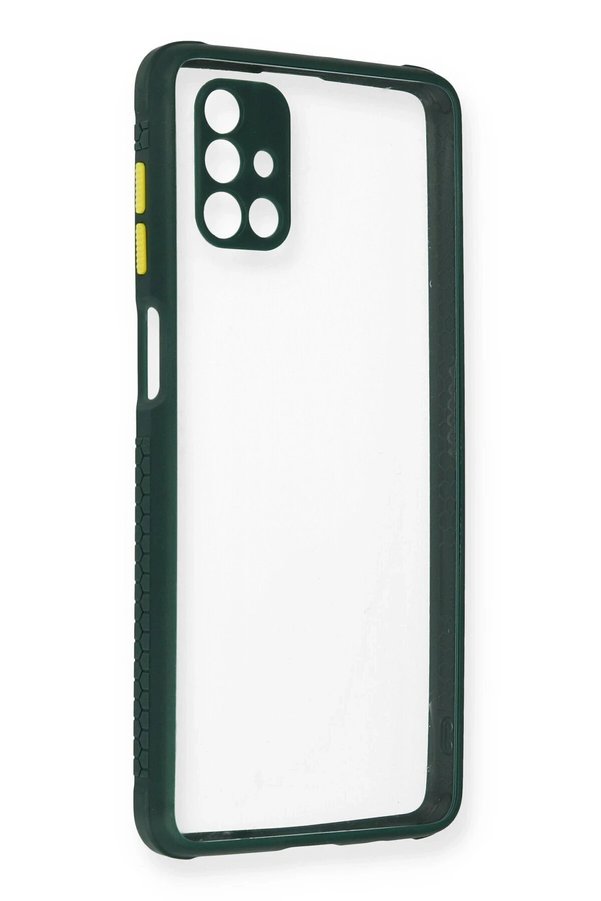 CepteToptan Samsung Galaxy M51 Kılıf Miami Şeffaf Silikon - Koyu Yeşil - DROPX8120-9813