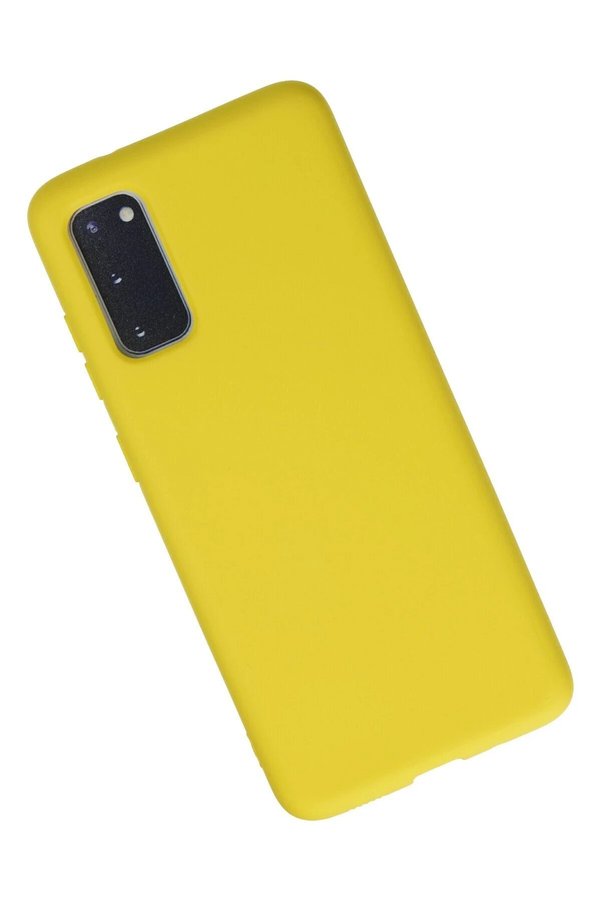 Samsung Galaxy S20 Kılıf Nano İçi̇ Kadi̇fe Si̇li̇kon - Sarı - Dropx8741-5574