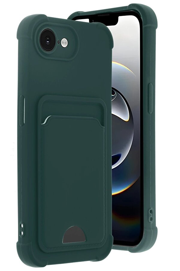 Apple İphone 16E Kelvi̇n Kartvi̇zi̇tli̇ Si̇li̇kon - Koyu Yeşi̇l - Dropx1276-1706