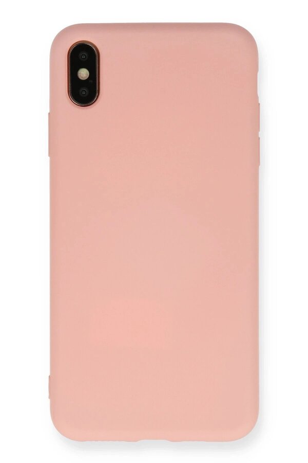 İphone X Kılıf Nano İçi̇ Kadi̇fe Si̇li̇kon - Pudra - Dropx4672-2283