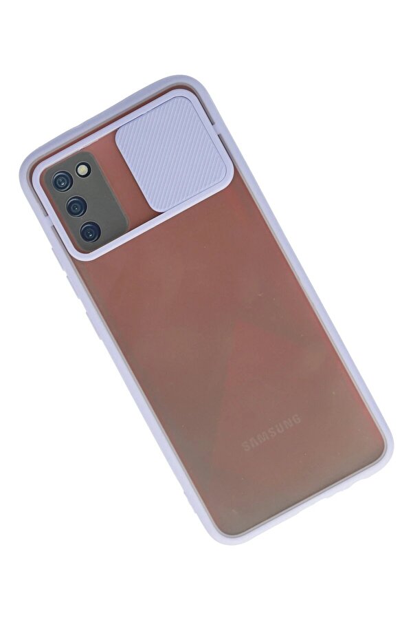 Samsung Galaxy A02S Kılıf Palm Buzlu Kamera Sürgülü Si̇li̇kon - Li̇la - Dropx6025-7395
