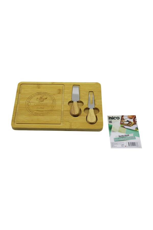 Go İthalat Tkc™ Bıçak Sağ Ahşap Bambu Kahvaltı Peyni̇r Sunum Pano 2Peyni̇r Bıçak=Ahşap Saplı19X29X1.5Cm