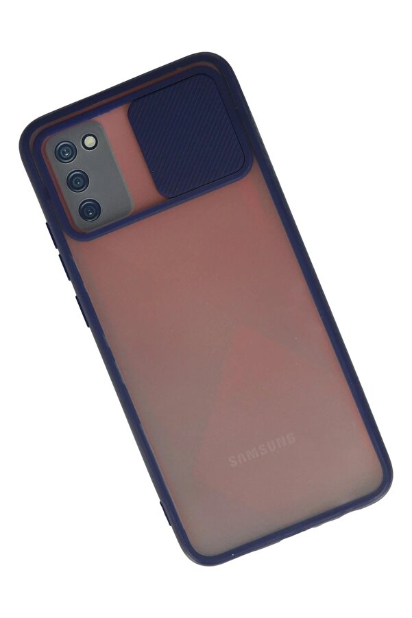 Samsung Galaxy A03S Kılıf Palm Buzlu Kamera Sürgülü Si̇li̇kon - Laci̇vert - Dropx2245-1475
