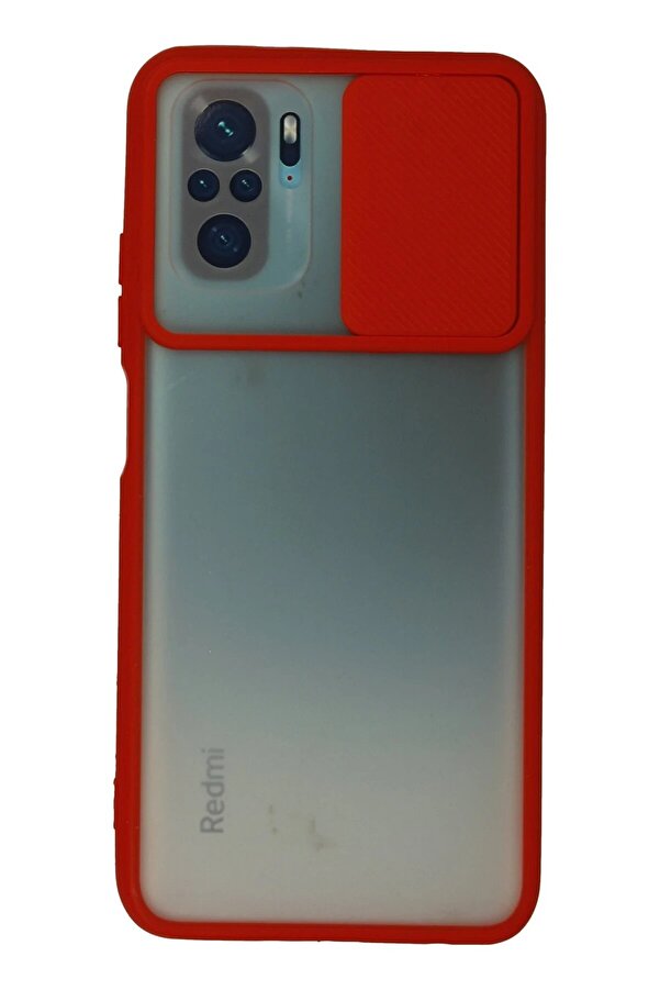 Xi̇aomi̇ Redmi̇ Note 10 Kılıf Palm Buzlu Kamera Sürgülü Si̇li̇kon - Kırmızı - Dropx2706-2608