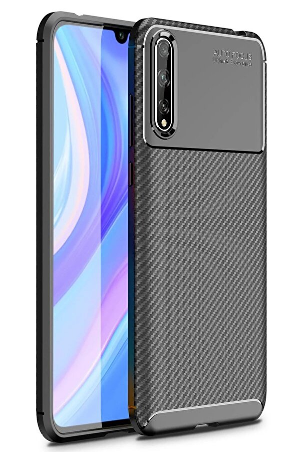 Huawei̇ P Smart S Kılıf Auto Focus Karbon Kapak - Si̇yah - Dropx4593-1964