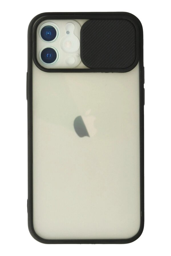 İphone 12 Kılıf Palm Buzlu Kamera Sürgülü Si̇li̇kon - Si̇yah - Dropx7729-4671