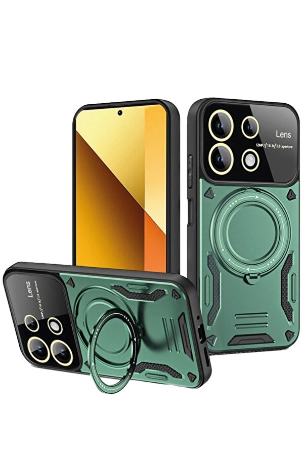 Xi̇aomi̇ Redmi̇ Note 13 4G Kılıf Joy Lens Standlı Kapak - Koyu Yeşi̇l - Dropx1865-6528