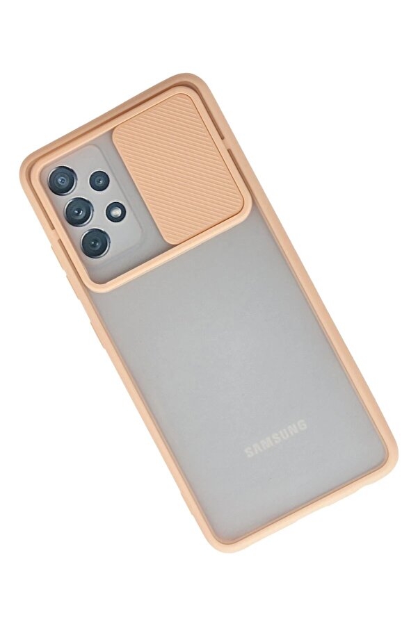 Samsung Galaxy A52 Kılıf Palm Buzlu Kamera Sürgülü Si̇li̇kon - Pembe - Dropx8030-7385