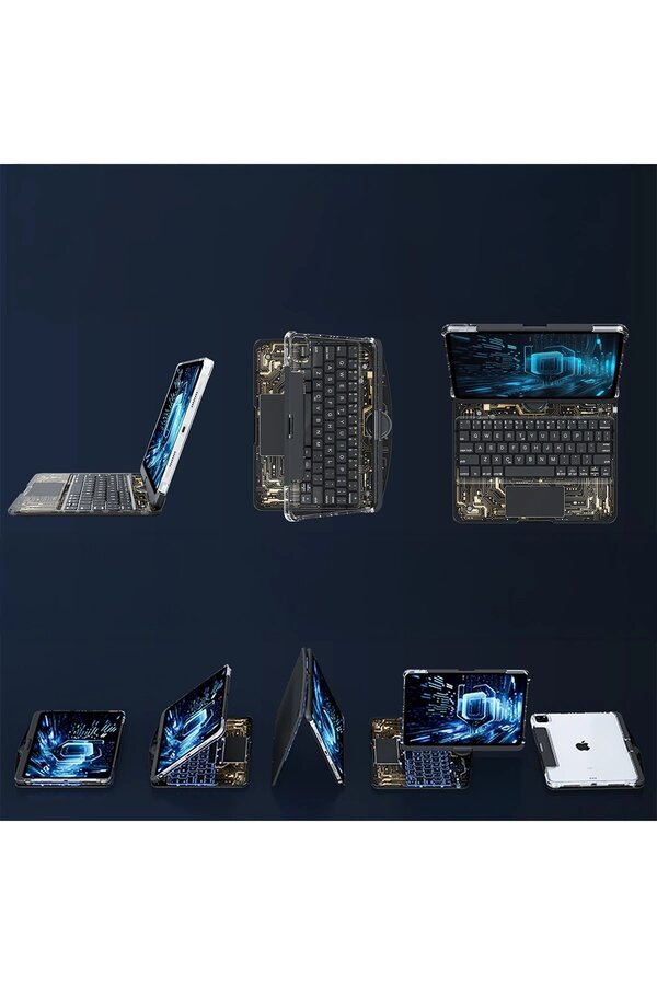 Jp12.9 İpad Pro 12.9 (2022) Kılıf Vales Dönen Ledli̇ Klavyeli̇ Tablet Kılıfı - Dropx4970-5033