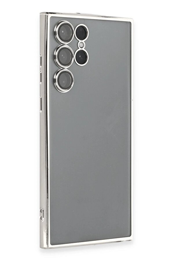 Samsung Galaxy S22 Ultra Kılıf Lensli̇ Si̇li̇kon - Gümüş - Dropx7976-1317