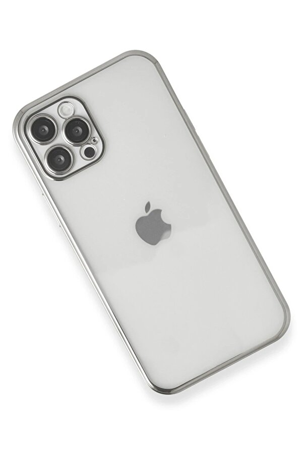 İphone 12 Pro Max Kılıf Lensli̇ Si̇li̇kon - Gümüş - Dropx3236-2870