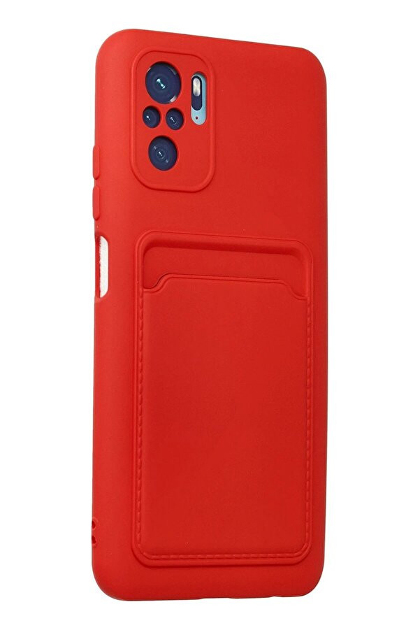 Xi̇aomi̇ Redmi̇ Note 10S Kılıf Kelvi̇n Kartvi̇zi̇tli̇ Si̇li̇kon - Kırmızı - Dropx9321-8032