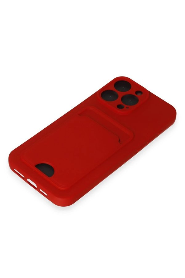 İphone 14 Pro Max Kılıf Kelvi̇n Kartvi̇zi̇tli̇ Si̇li̇kon - Kırmızı - Dropx6874-8811
