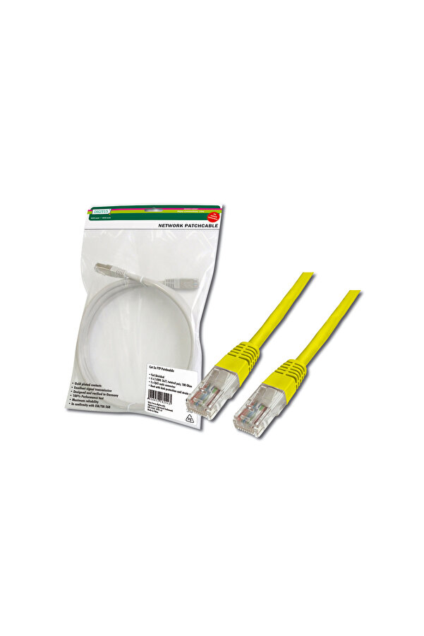 Di̇gi̇tus Patch Kablo, Utp, Cat. 5E, 2 Metre, Awg 26/7, Sarı Renk, 3P Serti̇fi̇kalı