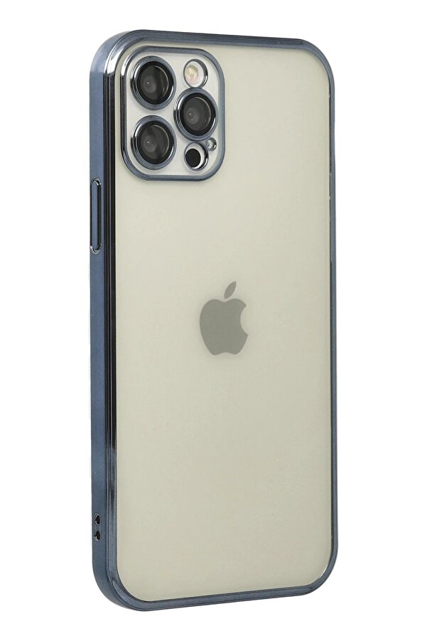 İphone 12 Pro Kılıf Lensli̇ Si̇li̇kon - Mavi̇ - Dropx2325-7162