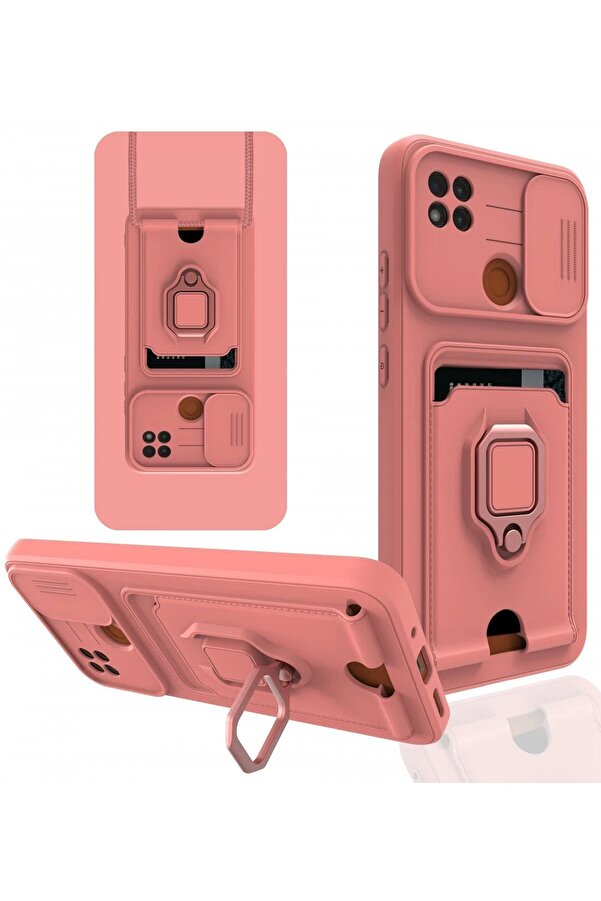 Xi̇aomi̇ Redmi̇ 9C Kılıf Zuma Kartvi̇zi̇tli̇ Yüzüklü Si̇li̇kon - Pembe - Dropx7491-9610